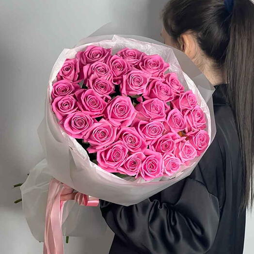 Букет роз Pink Grande! Свежесрезанные премиум розы, 21 роза