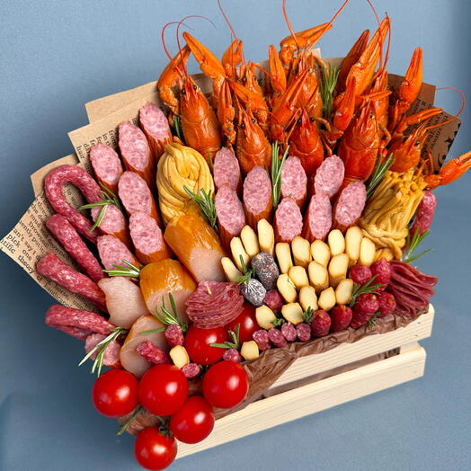 Мужской букет с раками «Изобилие вкуса»