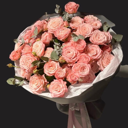 🌺Букет из кустовых роз Мадам Бомбастик с эвкалиптом