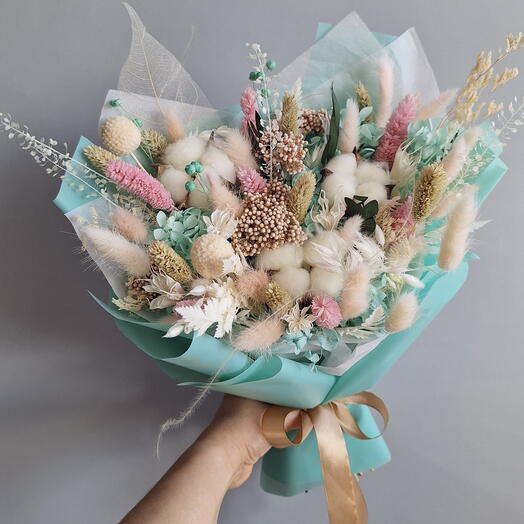 Сухоцветы букет "АКВАРЕЛЬ"+мыло ручной работы в подарок 🎁