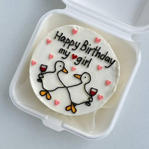 Бенто торт с надписью "Happy Birthday, my girl", торт для девушки, торт для сестры, торт для дочки, торт для подруги (F)
