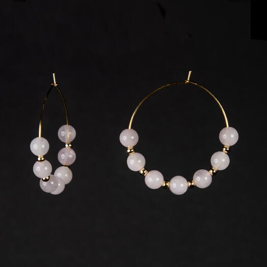 Серьги Самшит Розовый кварц 14K (EAR1156)