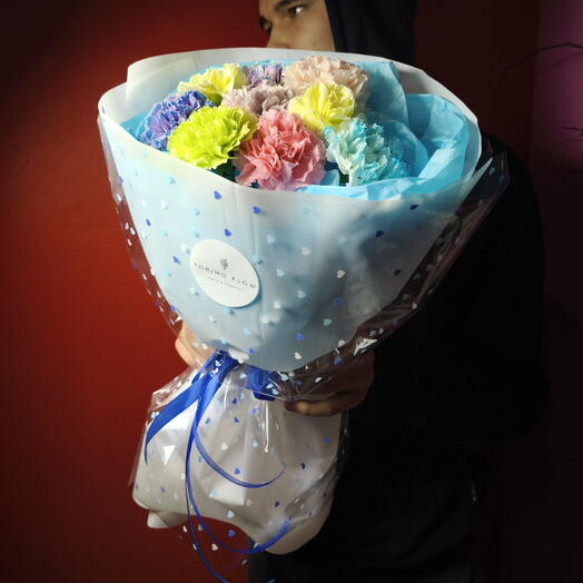 Букет разноцветных дофамиовых
 диантусов  💜💙💓