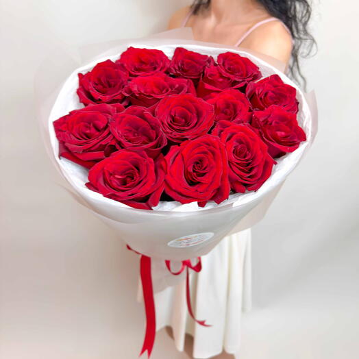 Букет из 15 Красных роз Эквадор + 🎁 лепестки