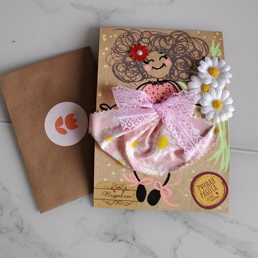 Крафтовая открытка "счастье с ромашками"