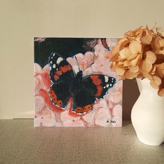 Картина "Бабочка на гортензии"