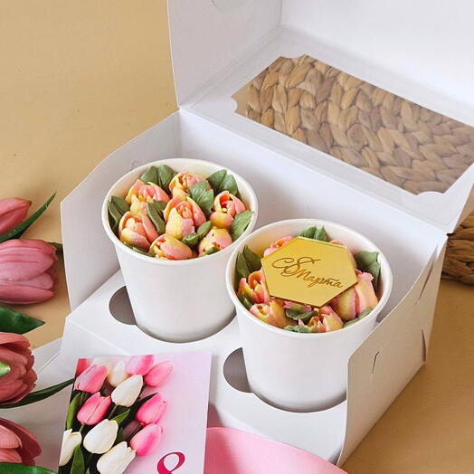 Торт в стакане, cake to go, Кейк ту го 8 марта с цветами