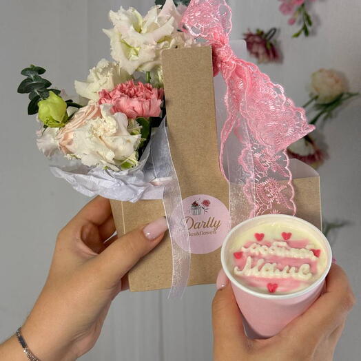 Торт в стаканчике (Cake to go) + цветы (Медовик)
