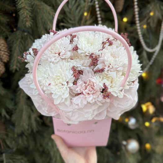 Нежная сумочка с хризантемой и лимониумом 🎀