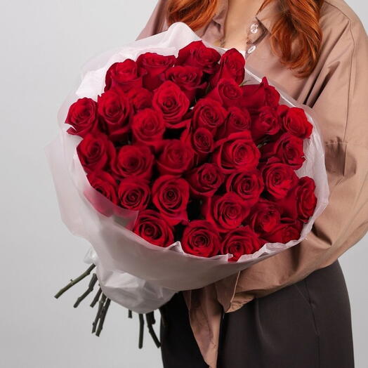 35 роз в матовой упаковке🌹
