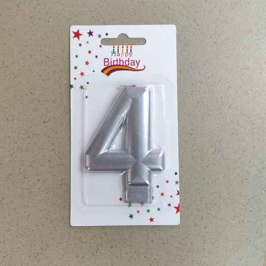 Свеча "4" Серебро