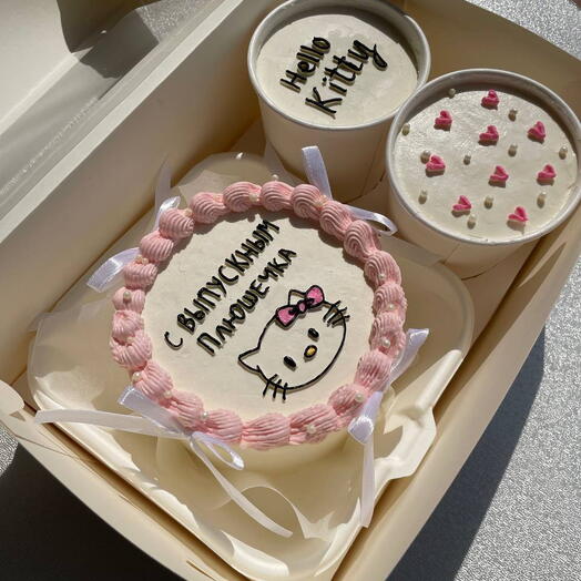 Бенто-торт "Hello Kitty" + 2 бенто в стакане дочке, внучке, правнучке, сестренке, подруге