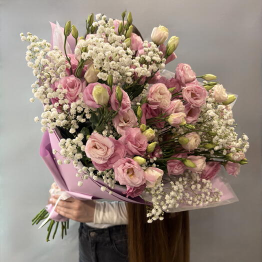 Большой букет | Розовый Лизиантус (Эустома) 🌸