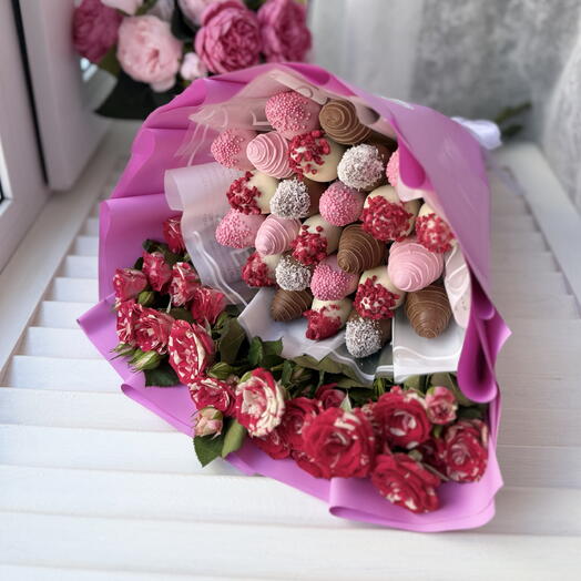 Микс с кустовыми розами