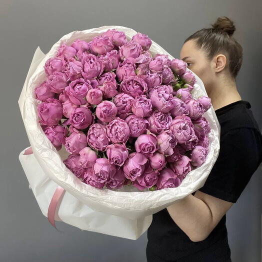 Misty Bubbles пионовидные кустовые розы | 15 веток малиновых Мисти Баблс