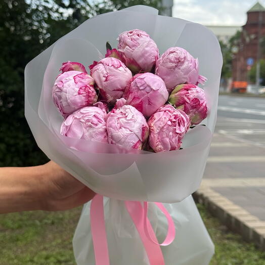 Пионы розовые 9 шт