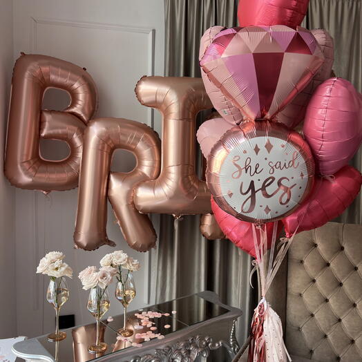 Шары с гелием на девичник с круглым шаром She said yes 5739