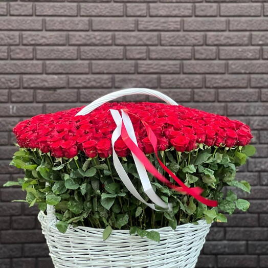 Корзина в 301штук красных розы 🌹🌹