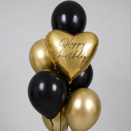 Фонтан шаров с персональной надписью «Happy Birthday»