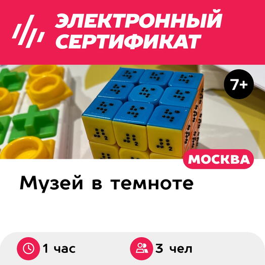 Подарочный сертификат Иммерсивная экскурсия в темноте, 1 взрослый с 2 детьми, вечерние часы