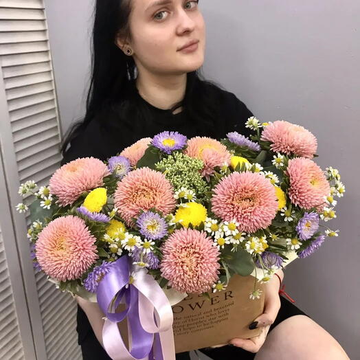 Нежная дофаминовая композиция с астрами «Астровый зефир»🌸