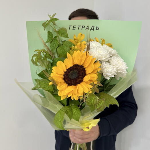 Букет снова в школу 📚🌻 с подсолнухом