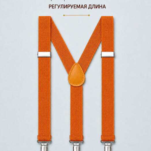 Подтяжки мужские оранжевые для брюк, джинсов и костюма, аксессуар для повседневного образа