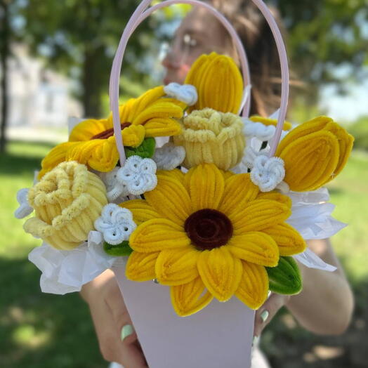 🌻 Яркая летняя композиция с подсолнухами из синельной проволоки 🌻