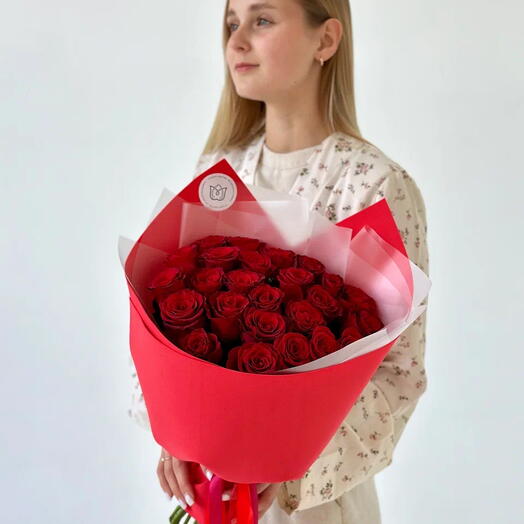Букет из 25 бордовых роз