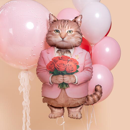 Шарики для нее "Кот романтик"