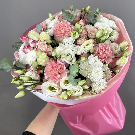 Летняя симфония(8608)эустома,диантус,Сантини