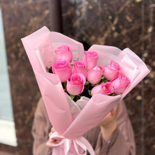 🌷Букет из розовых роз 9 шт