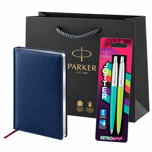 Набор ручек Parker Jotter Originals 80s Retrowave Vermilion и ежедневник подарок девушке, женщине, учительнице