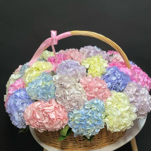 Hortensias en una cesta