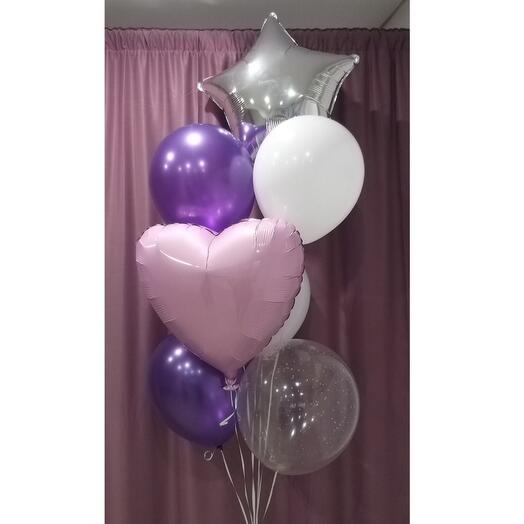 Fountain of 7 helium balloons