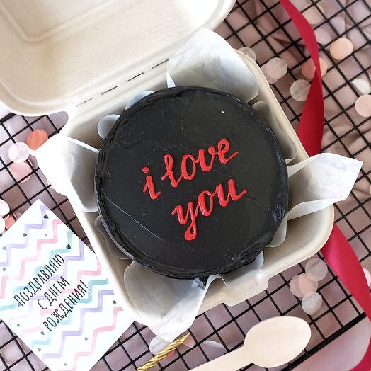 Бенто-торт чёрный "I love you"