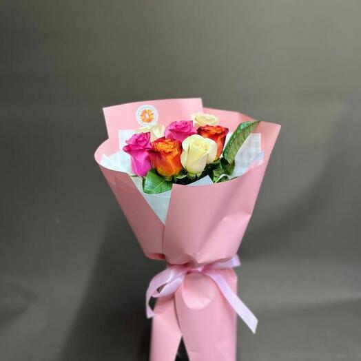 Букет из 7 Голландских микс роз от Оранж Алматы