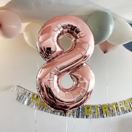 Number 0-9 helium balloon rose gold