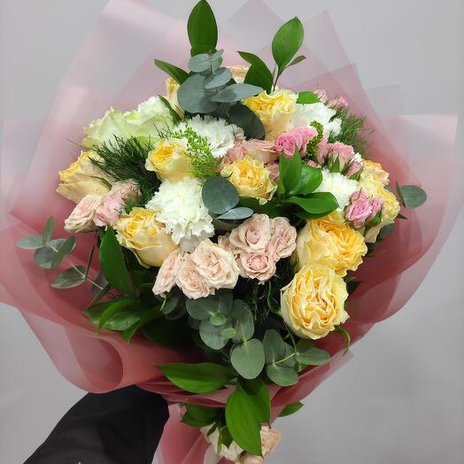Özel renkli ithal karışık gul buketi sevgiliye çiçek isteme çiçeği - colorful mixed rose bouquet, flower request for lover