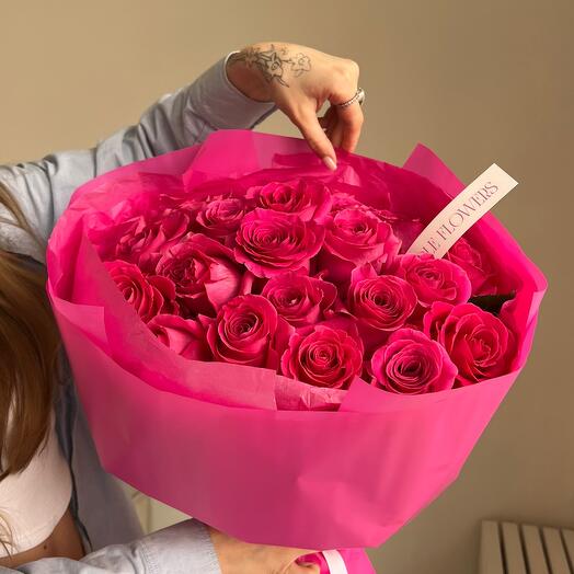 23 розовые розы pink floid в упаковке