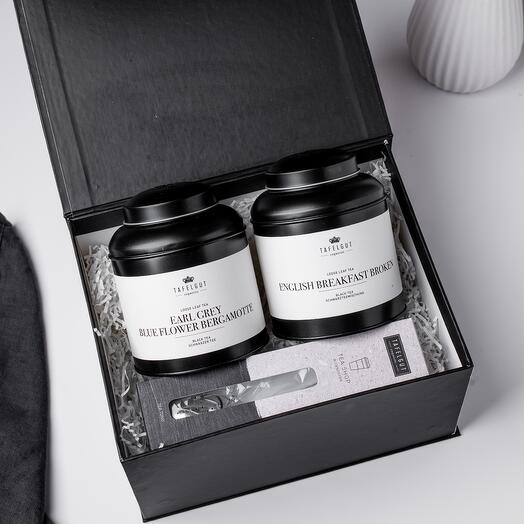 Подарочный набор чая Earl Grey blue flower bergamotte, English Breakfast broken и ситечко