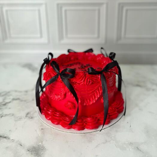 Торт с бантиками и рюшами Ламбет на 6 человек с надписью