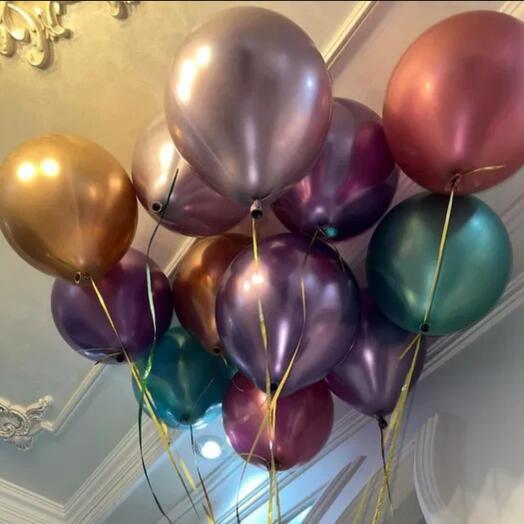 Шары  под  потолок  хром 12 шт