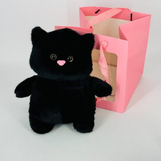 Plush black cat fat man 24 cm