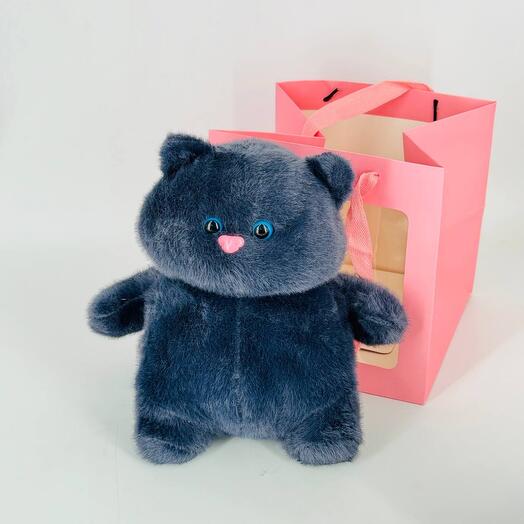 Stuffed animal grey fat cat