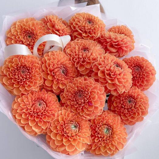 Bouquet of orange dahlias