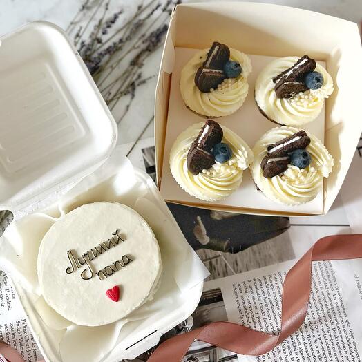 Набор бенто и ассорти капкейков в подарок папе