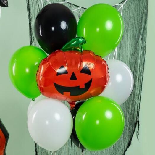Шарики гелиевые с тыквой на хэллоуин Halloween 9 шт