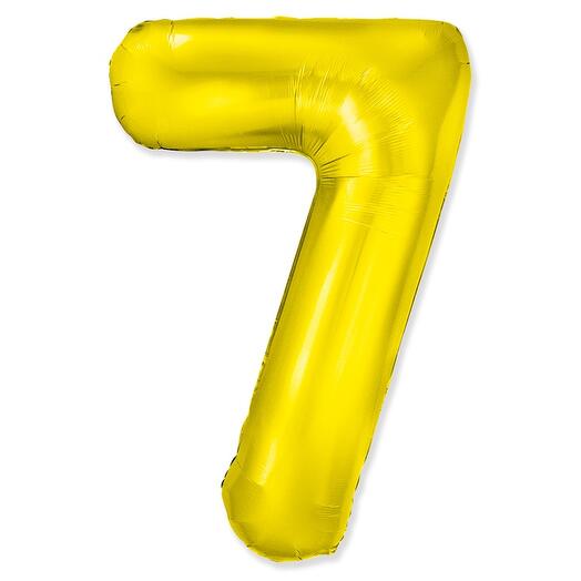 Фольгированный воздушный гелиевый шар цифра 7 золото 102 см (40 дюймов) для украшения праздника и дня рождения