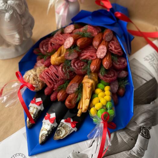 Мужской букет с рыбой